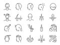 Hair Transplantation line icon set. Included icons as Hair Transplant, hair loss,ÃÂ hair follicles, FUE, FUT, alopecia and more. Royalty Free Stock Photo